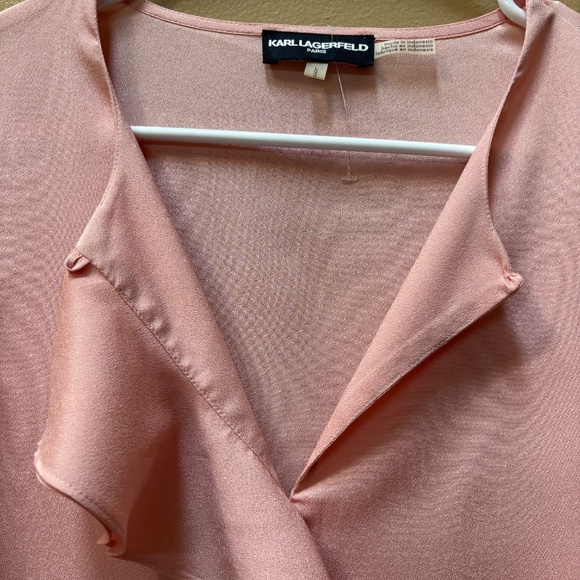Karl Lagerfeld Long Sleeve Pink Ruffle Blouse Size L - Picture 6 of 7